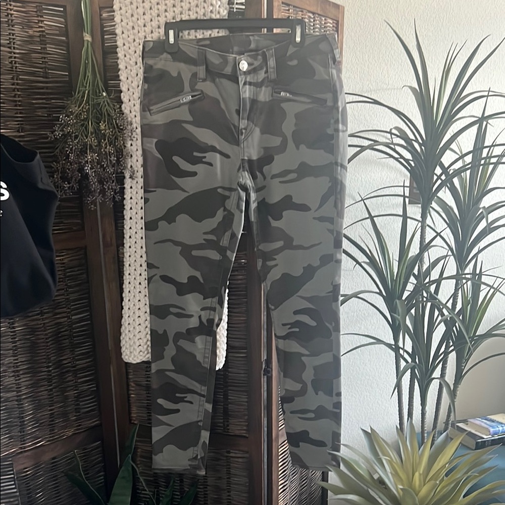 True Religion Green and Black Straight Leg Pants